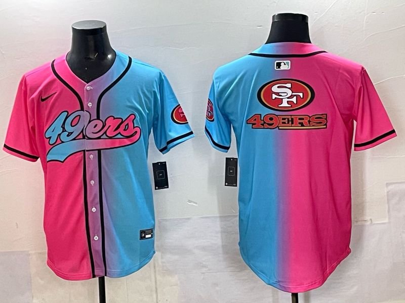 Men 2025 San Francisco 49ers Blank Blue pink Nike Limited NFL Jersey style 01->san francisco 49ers->NFL Jersey